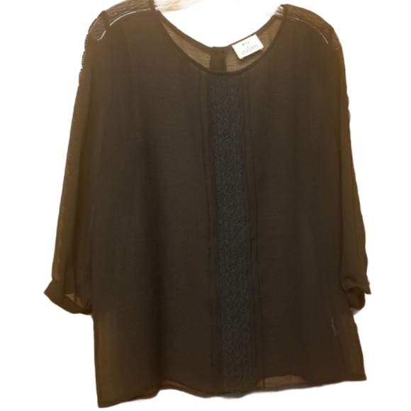 Urban Outfitters | Women's Pin & Needles Black Sheer Blouse (Size Large) - Picture 1 of 8